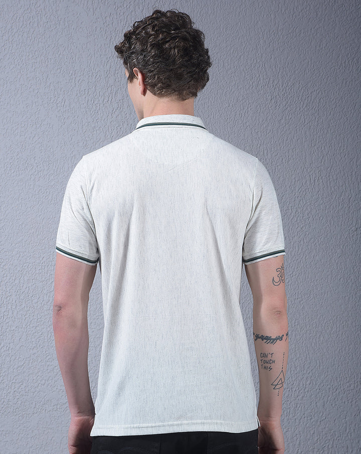 cobb white color-block polo neck t-shirt