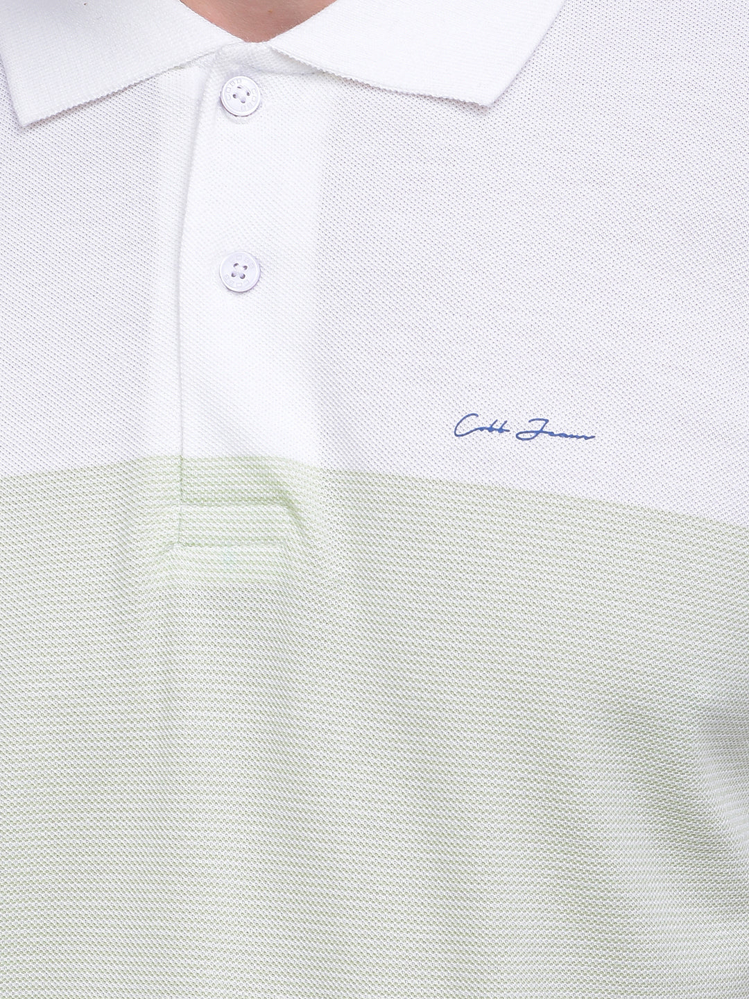 cobb light green color-block polo neck t-shirt