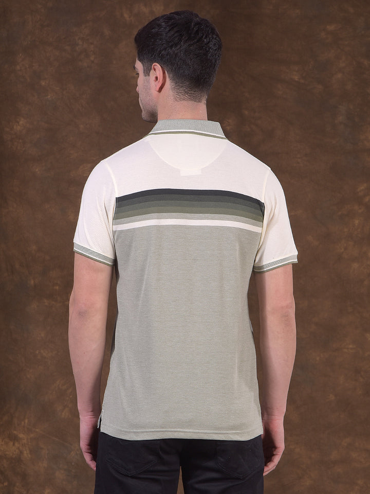 cobb pista green color-block polo neck t-shirt