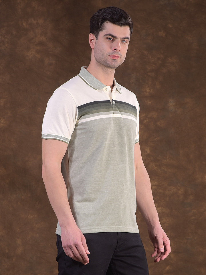 cobb pista green color-block polo neck t-shirt