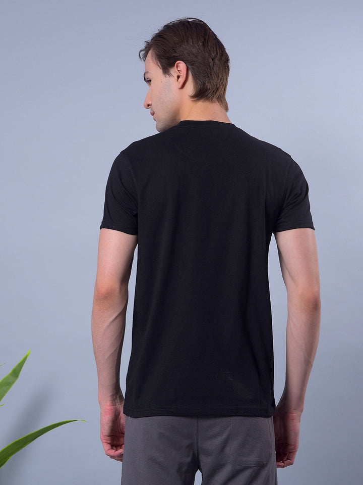 cobb black printed round neck t-shirt