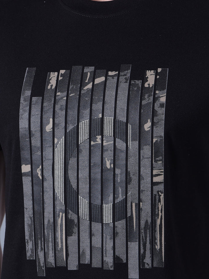 cobb black printed round neck t-shirt