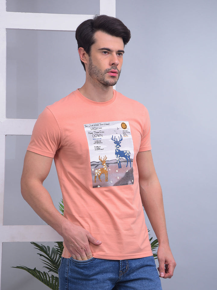 COBB PEACH PRINTED ROUND NECK T-SHIRT