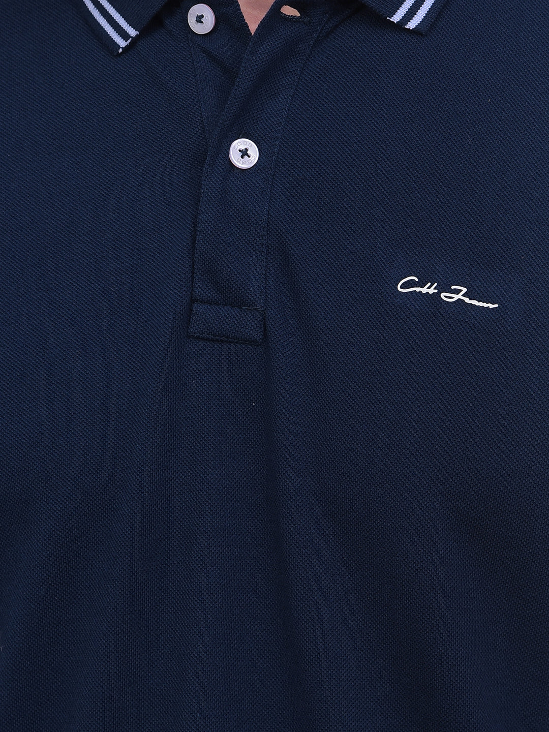 cobb solid navy blue polo neck t-shirt