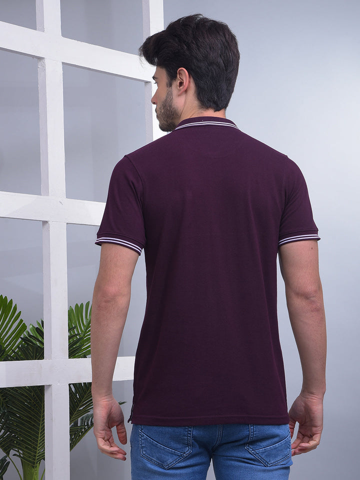 cobb solid wine polo neck t-shirt