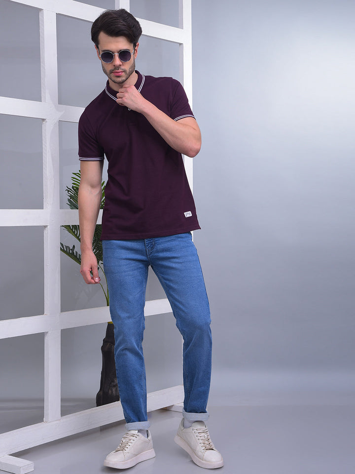 COBB SOLID WINE POLO NECK T-SHIRT