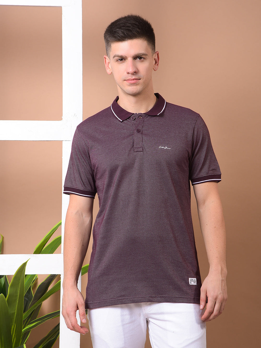 cobb wine self-design polo neck t-shirt