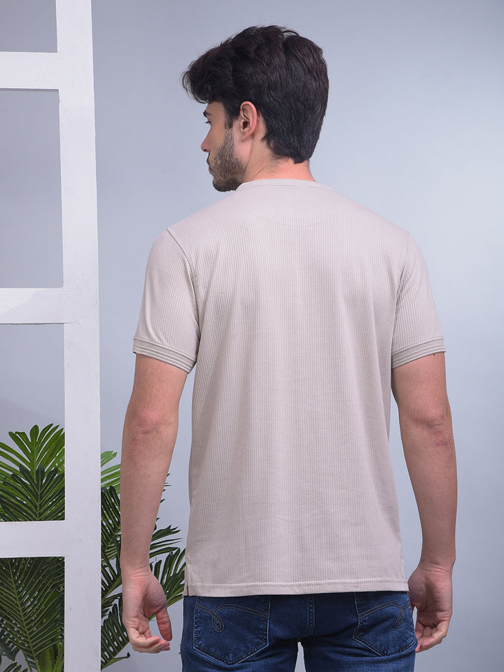 cobb solid beige round neck t-shirt