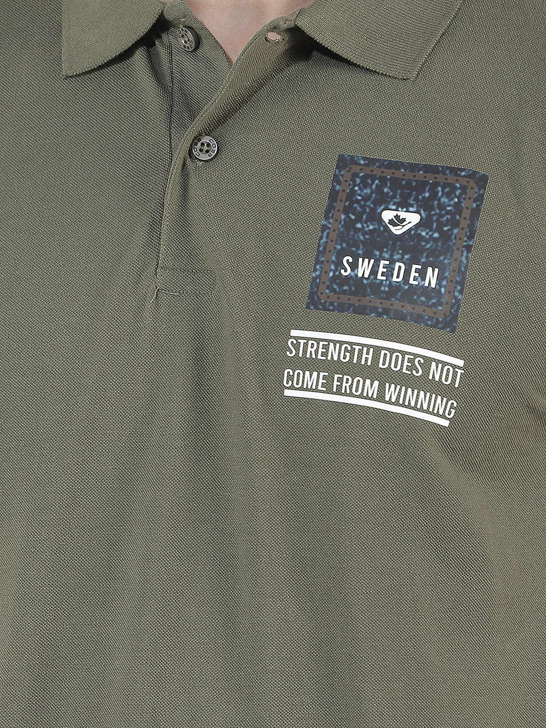 olive printed polo t-shirt