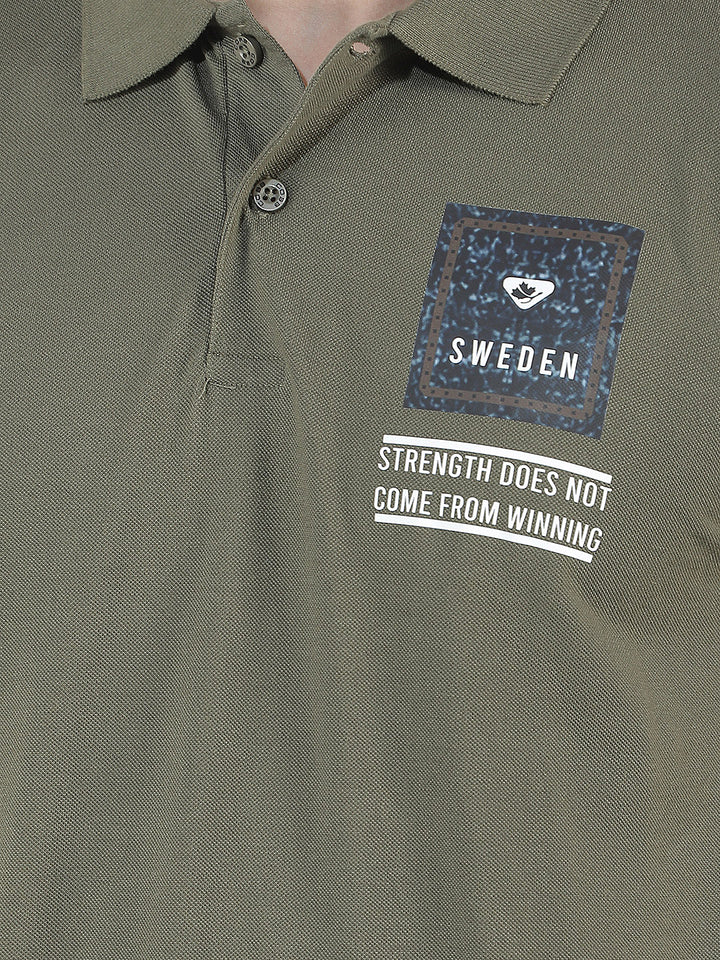 olive printed polo t-shirt