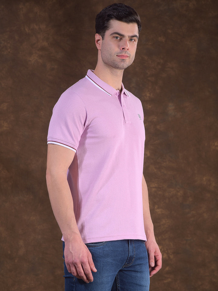 cobb mauve self-design polo neck t-shirt