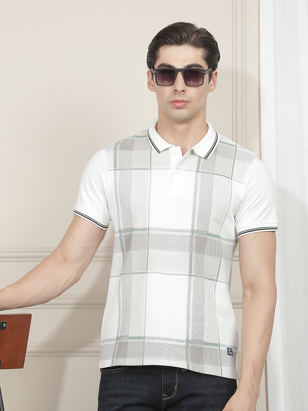 white striped polo t-shirt