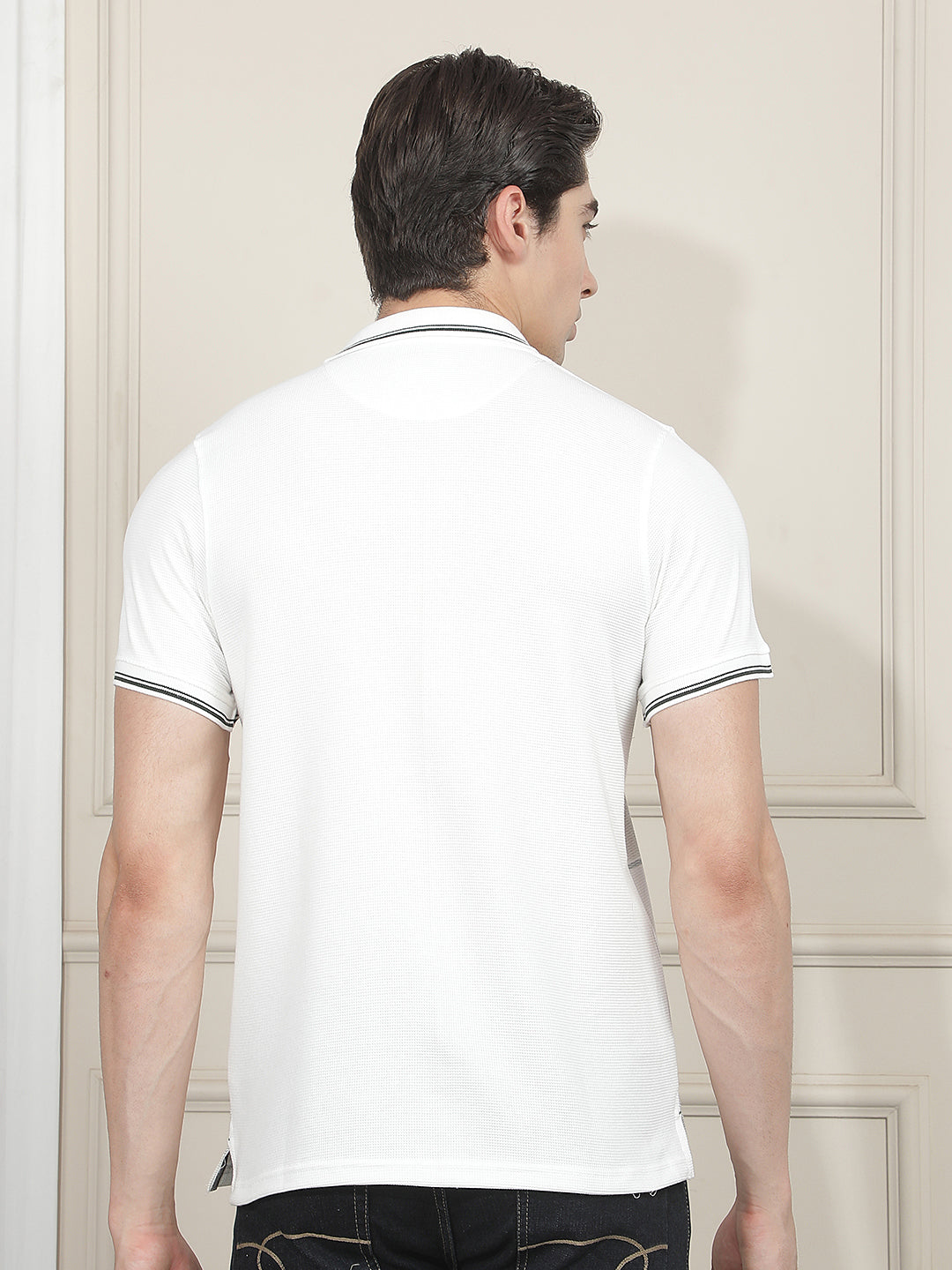 white striped polo t-shirt
