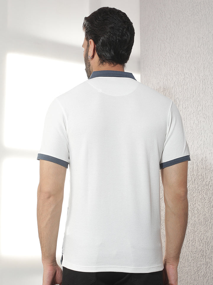 cobb white checked polo neck t-shirt