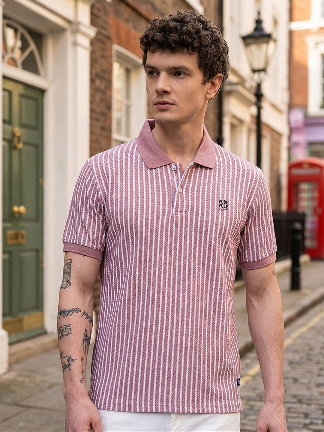 cobb onion striped polo neck t-shirt