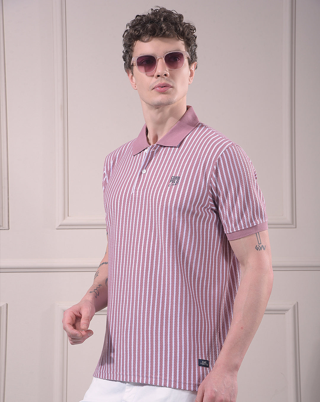 cobb onion striped polo neck t-shirt