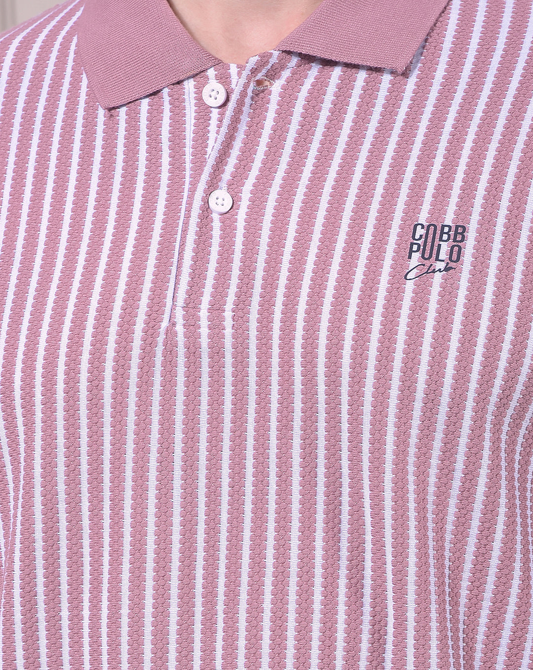 COBB ONION STRIPED POLO NECK T-SHIRT