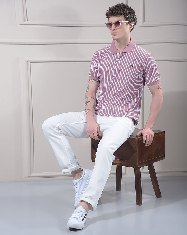 COBB ONION STRIPED POLO NECK T-SHIRT