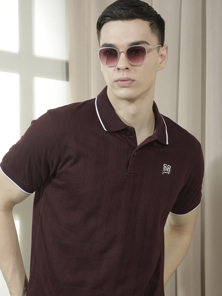 cobb wine solid polo neck t-shirt
