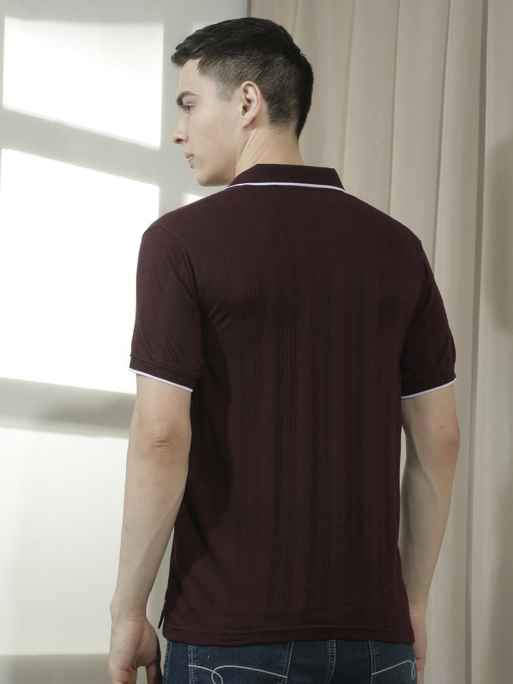 cobb wine solid polo neck t-shirt
