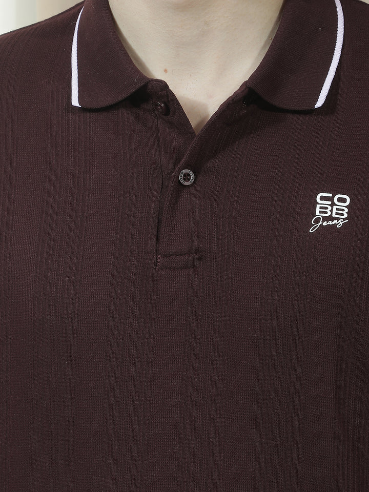 COBB WINE SOLID POLO NECK T-SHIRT