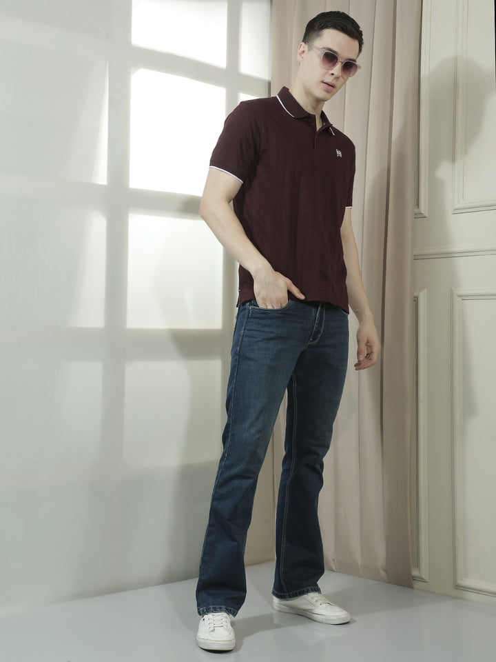 COBB WINE SOLID POLO NECK T-SHIRT