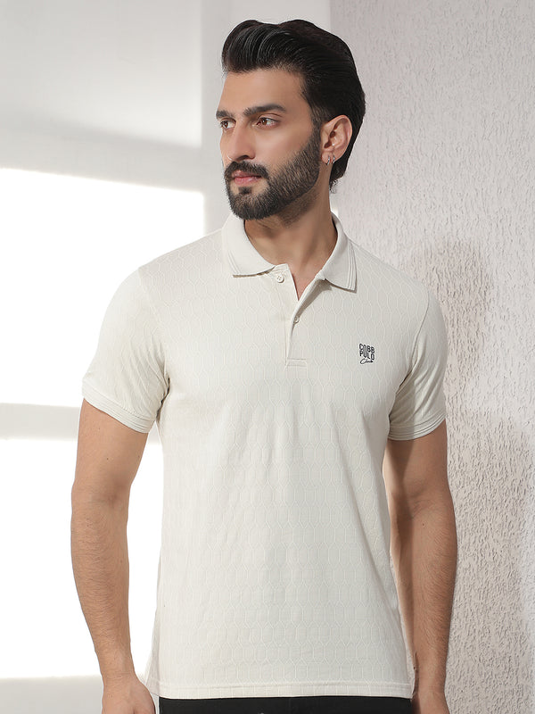 cobb cream solid polo neck t-shirt