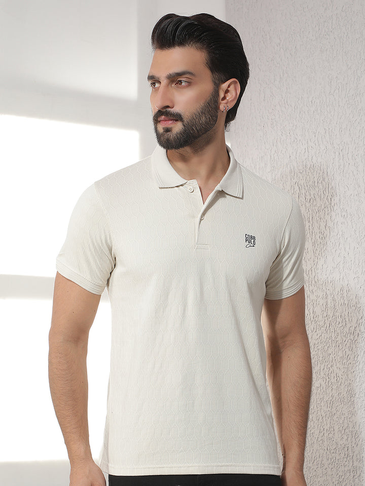 cobb cream solid polo neck t-shirt