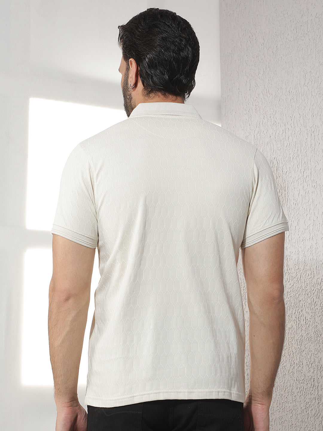 cobb cream solid polo neck t-shirt