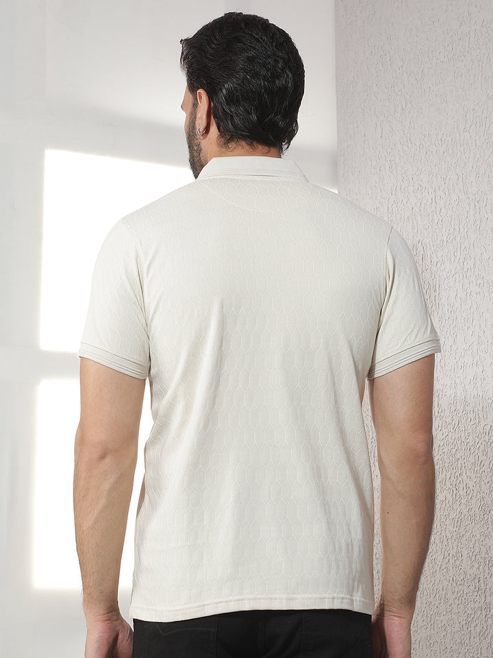 cobb cream solid polo neck t-shirt