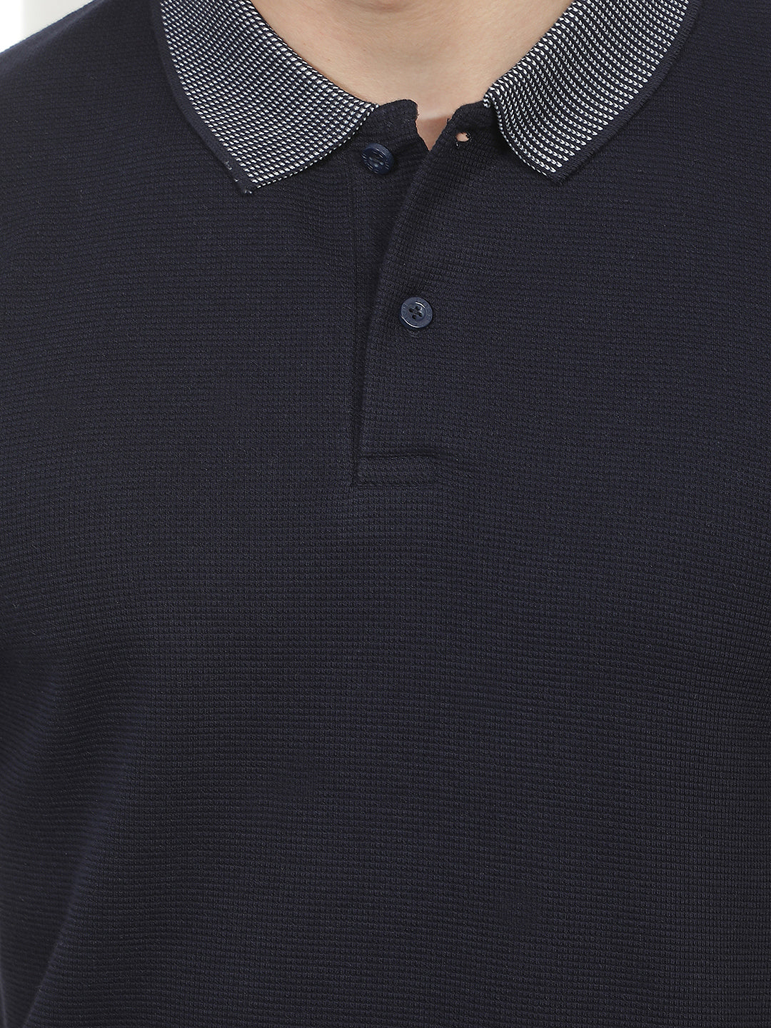 navy blue solid polo t-shirt