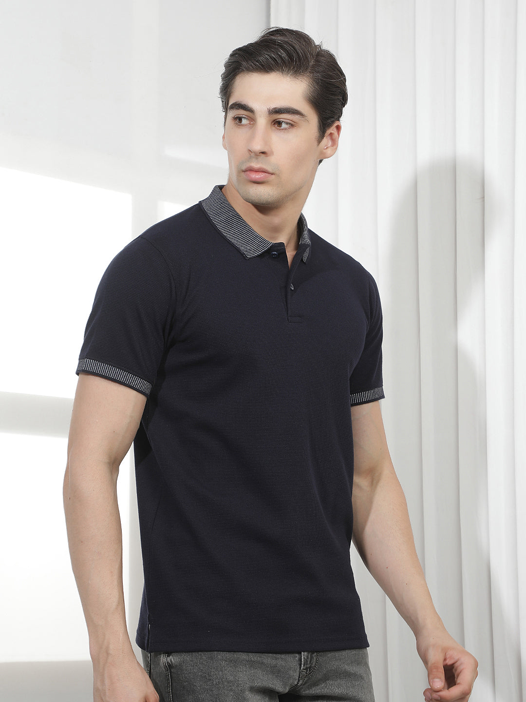 NAVY BLUE SOLID POLO T-SHIRT
