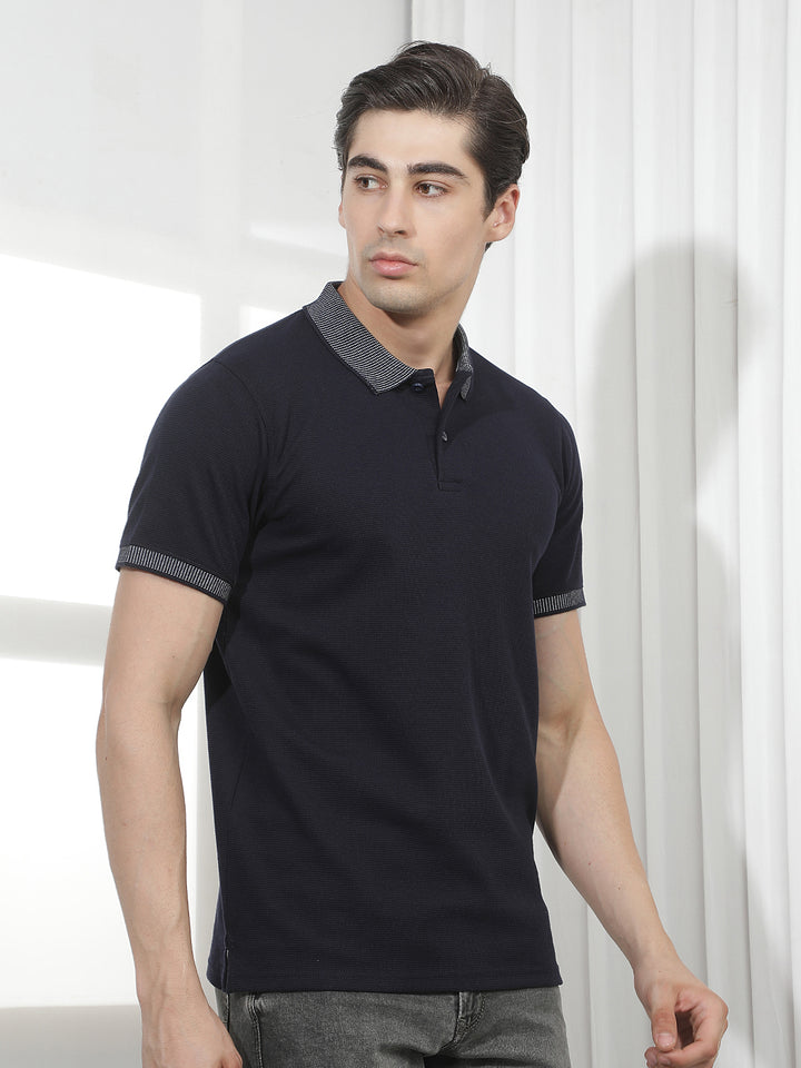 NAVY BLUE SOLID POLO T-SHIRT