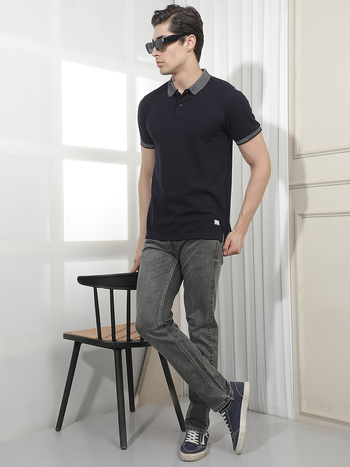 NAVY BLUE SOLID POLO T-SHIRT