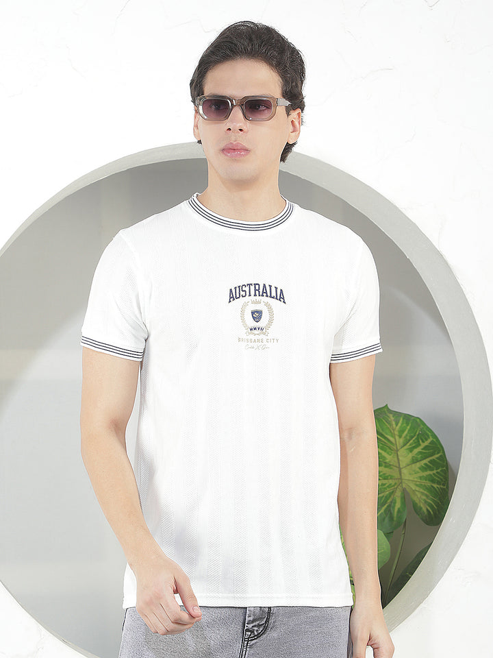 white printed round tees