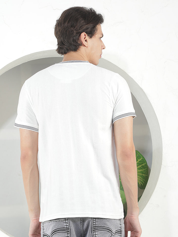 white printed round tees