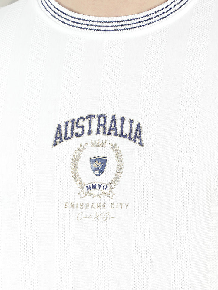 white printed round tees