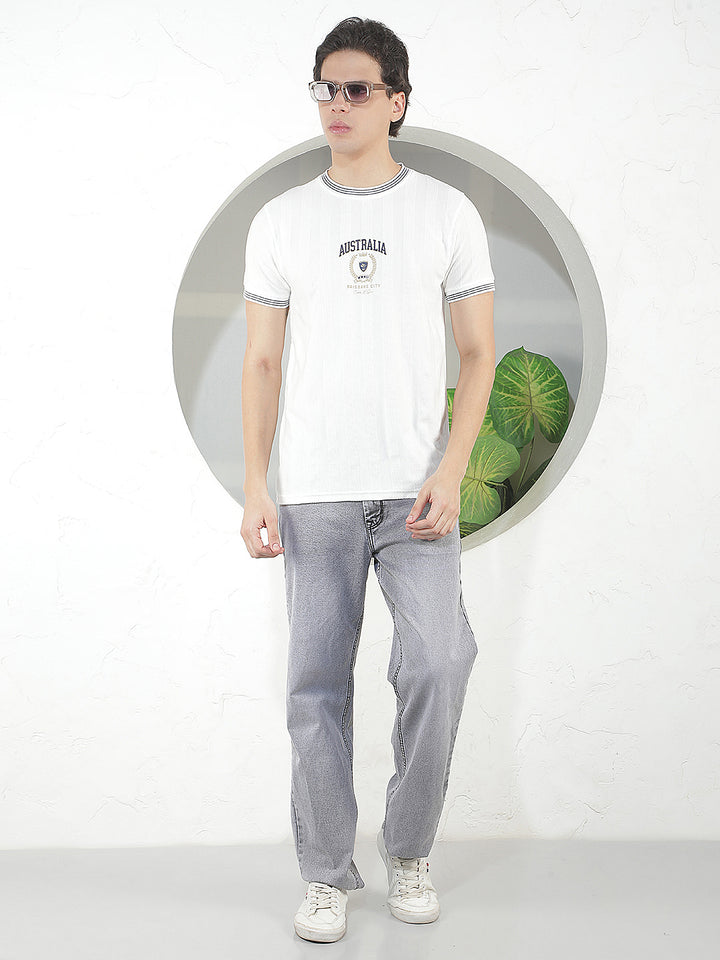 WHITE PRINTED ROUND TEES