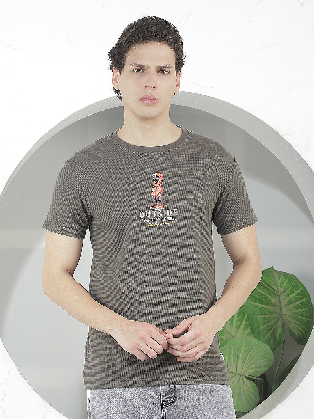 olive printed round tees