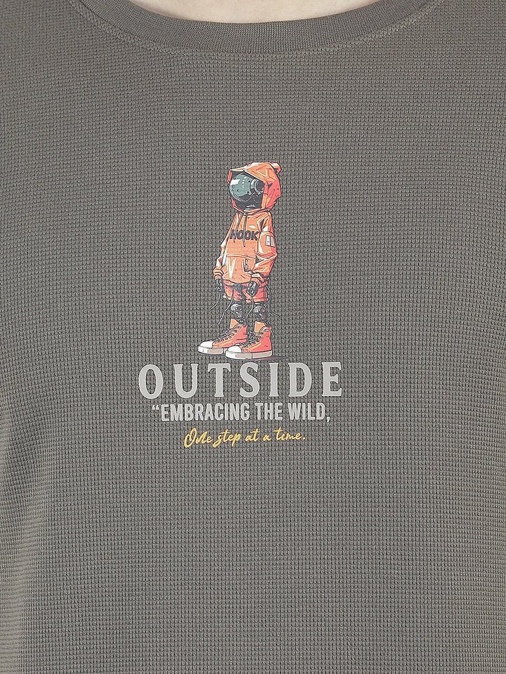 olive printed round tees