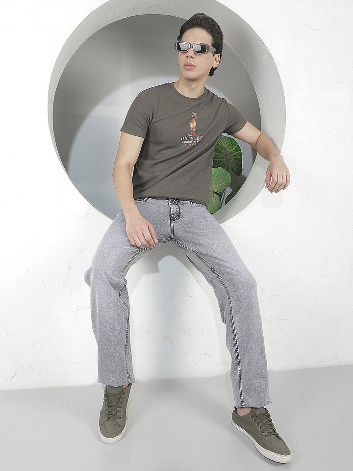OLIVE PRINTED ROUND TEES