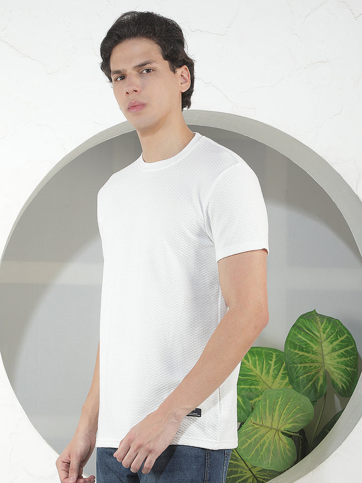 WHITE SELF-DESIGN ROUND TEES