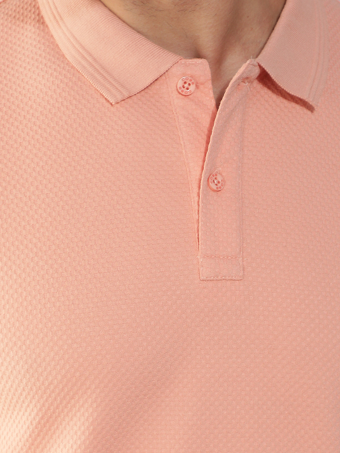 COBB PEACH SOLID POLO NECK T-SHIRT