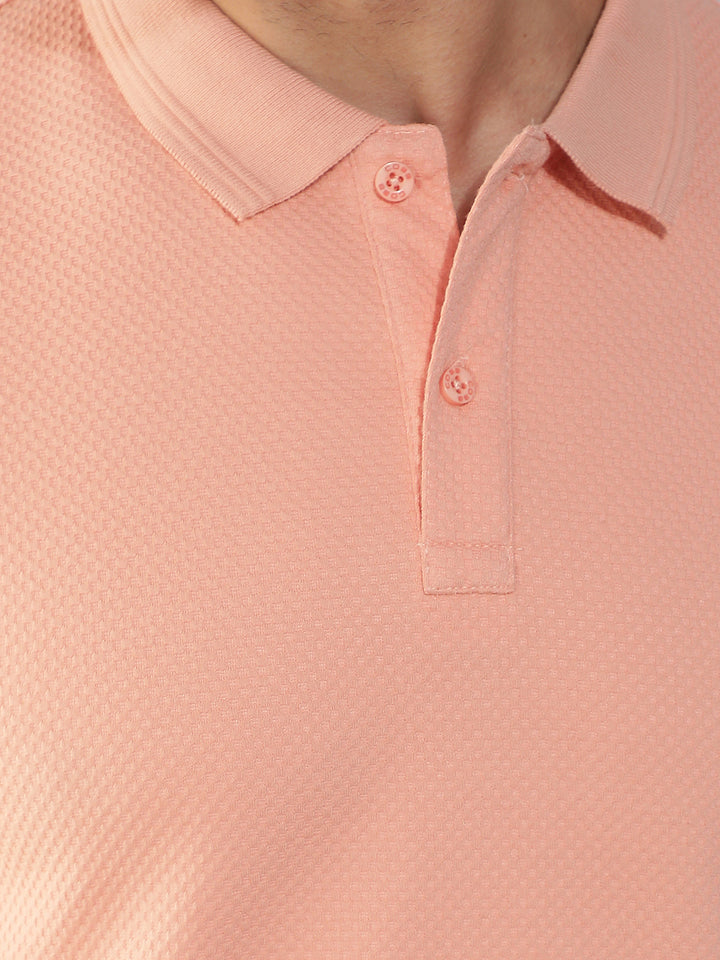 COBB PEACH SOLID POLO NECK T-SHIRT