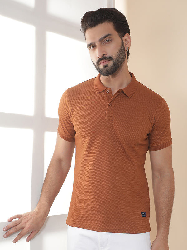 cobb rust solid polo neck t-shirt