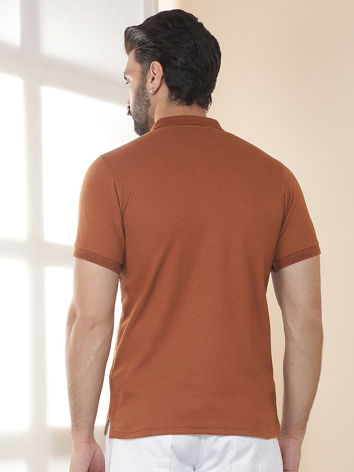 cobb rust solid polo neck t-shirt