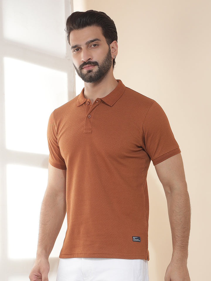 cobb rust solid polo neck t-shirt