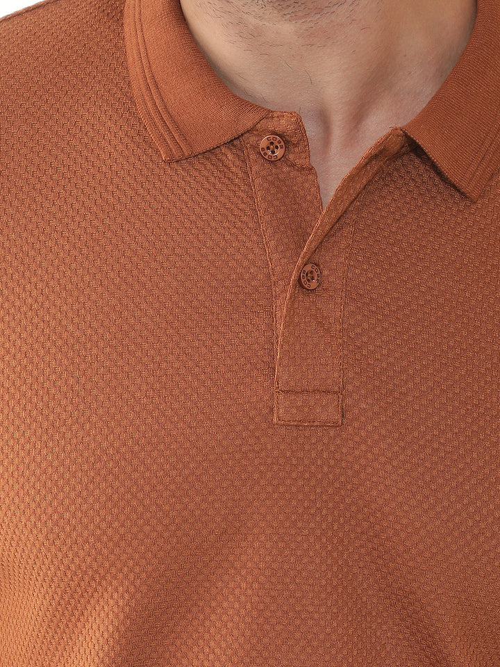 COBB RUST SOLID POLO NECK T-SHIRT