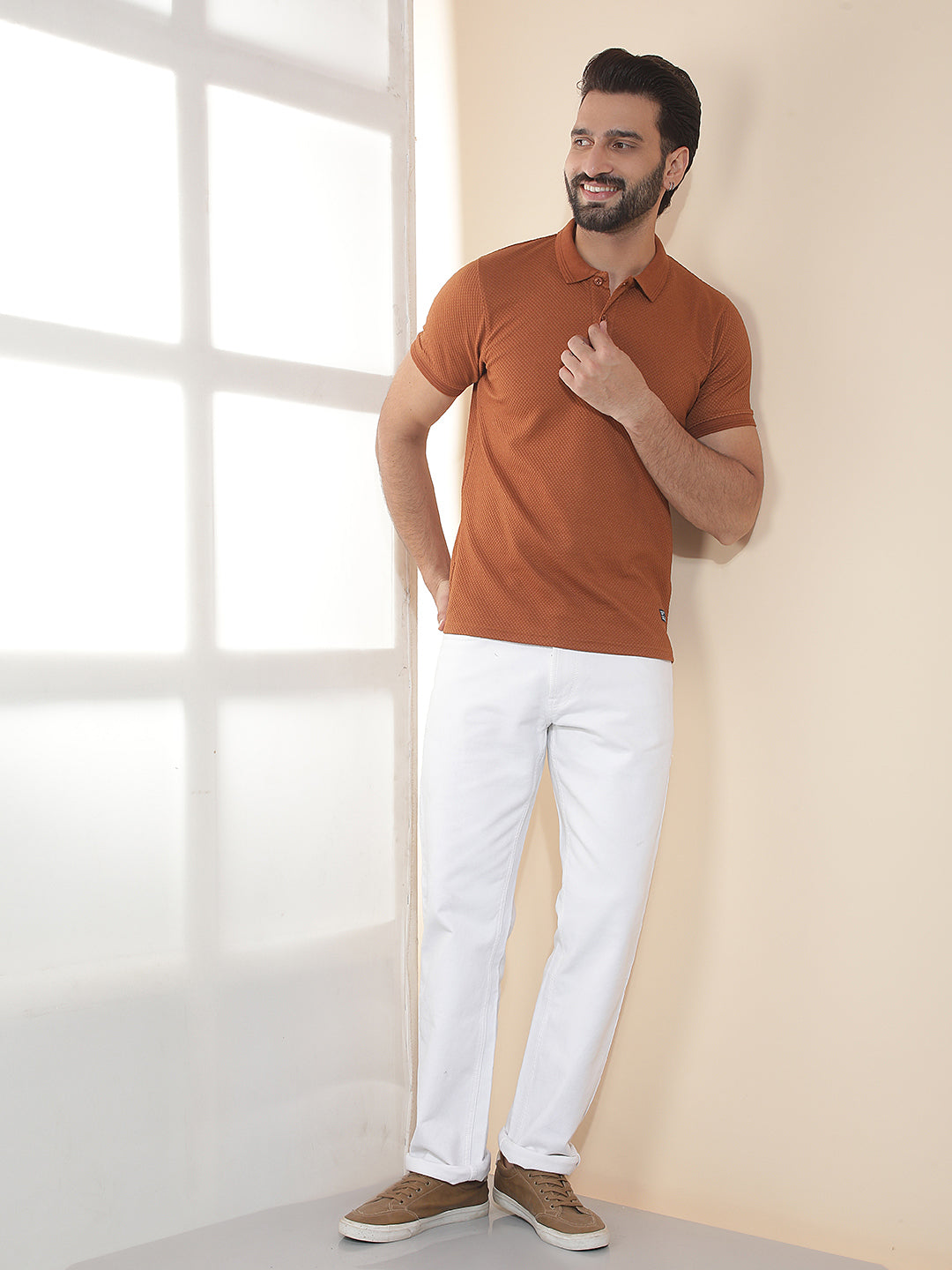 COBB RUST SOLID POLO NECK T-SHIRT