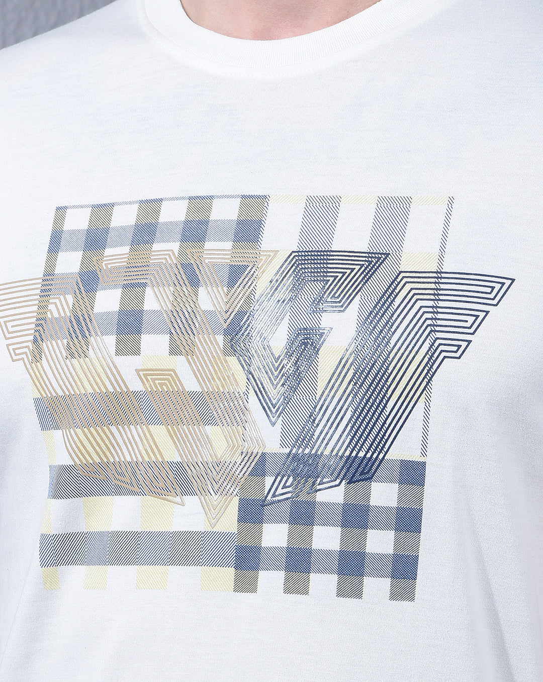 COBB WHITE PRINTED ROUND NECK T-SHIRT